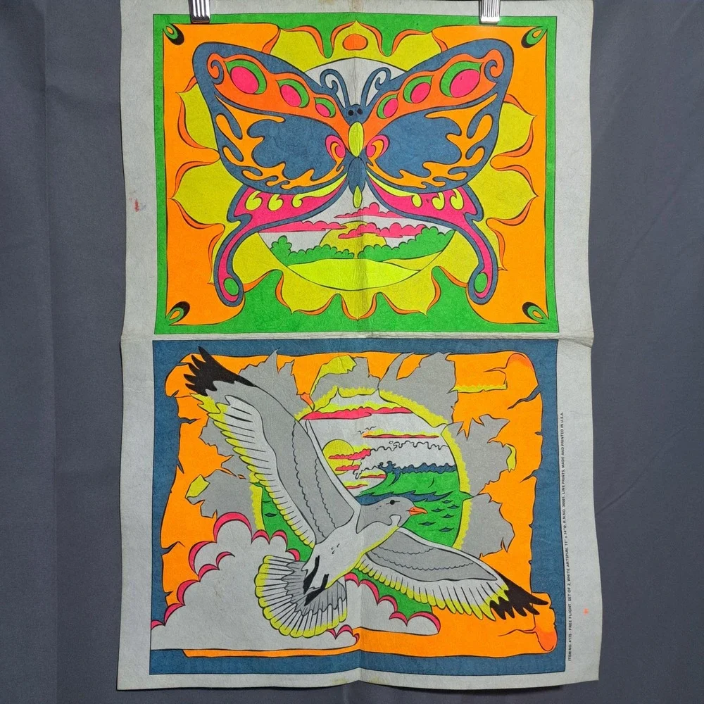 Set of 2 Line Prints 'Free Flight